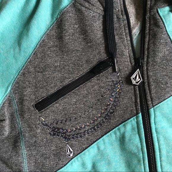 VOLCOM • Aqua & Grey Tunic Zip Up Sweatshirt - Picture 8 of 8